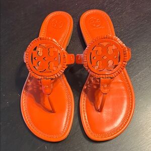 Tory Burch Orange Sandals with Iconic Logo
